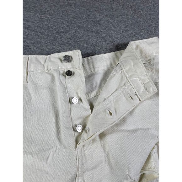 Wild Fable White Button Fly High Rise Distressed Raw Hem Denim Shorts Size 14 Lg - Picture 4 of 9